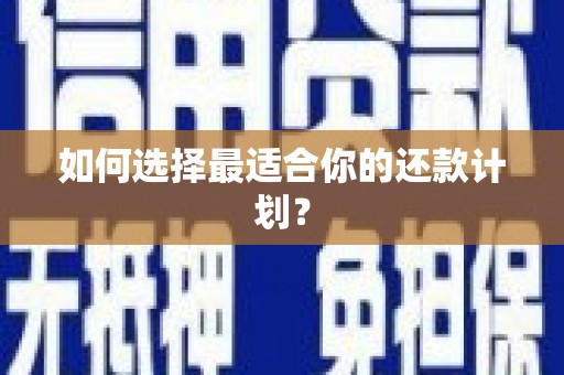 宾阳如何选择最适合你的还款计划？