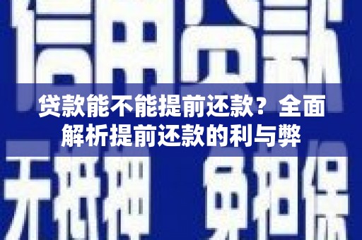 宾阳贷款能不能提前还款？全面解析提前还款的利与弊